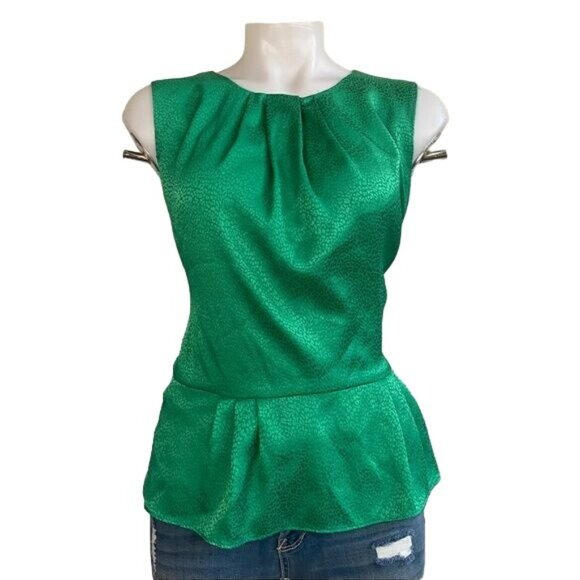 Liz Claiborne Tops - Liz Claiborne Iridescent Emerald Green Ruffled  Blouse Tank Top Size L